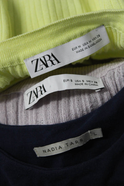 Zara Nadia Tarr Women's Ribbed Knit Button Down Blouse Yellow Size M S L, Lot 3