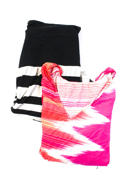 Carmen Marc Valvo DKNY Womens Striped Ruched Cover-Ups Pink Size M Lot 2