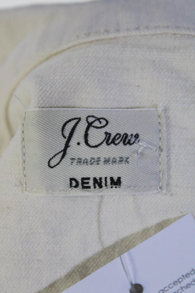 J Crew Womens Cotton Denim Button Down Short Jean Jacket Ivory White Size S