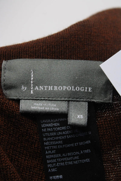 Anthropologie Womens Merino Wool Knit Tie Belt Flared Hem Trousers Brown Size XS