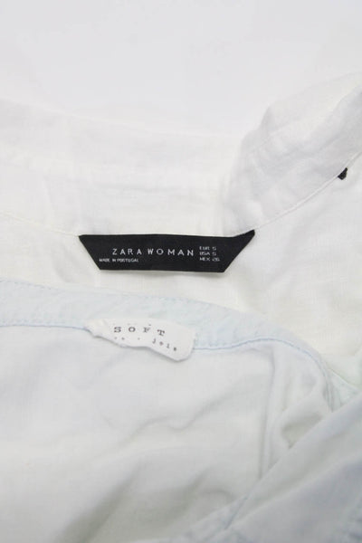Soft Joie Zara Woman Womens Long Sleeve Shirts Blouses Blue White Size S Lot 2