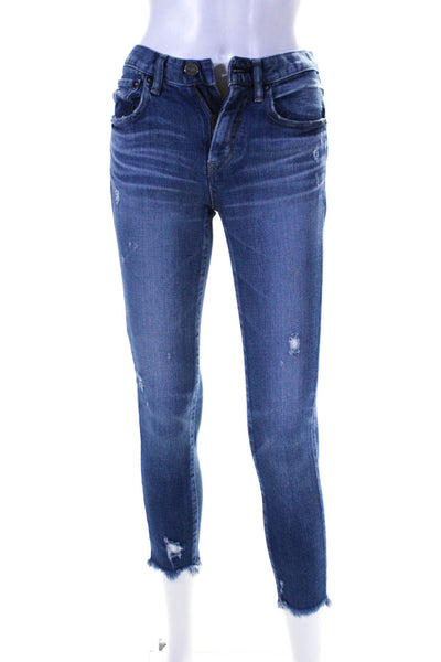 Moussy Vintage Womens High Waist Distressed Ankle Skinny Jeans Blue Size 24