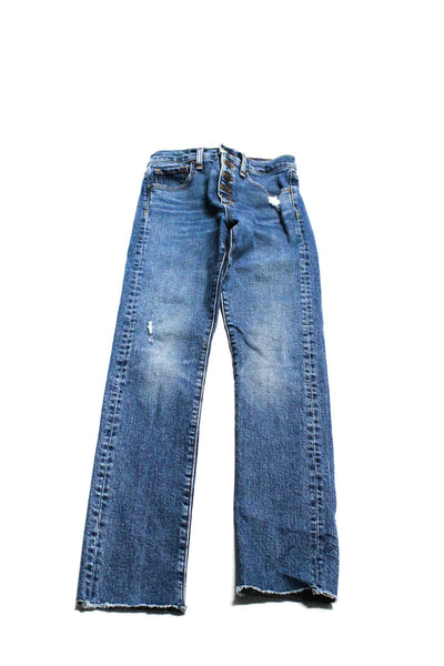 Veronica Beard Jeans Womens High Rise Distressed Fringe Skinny Jeans Blue 24