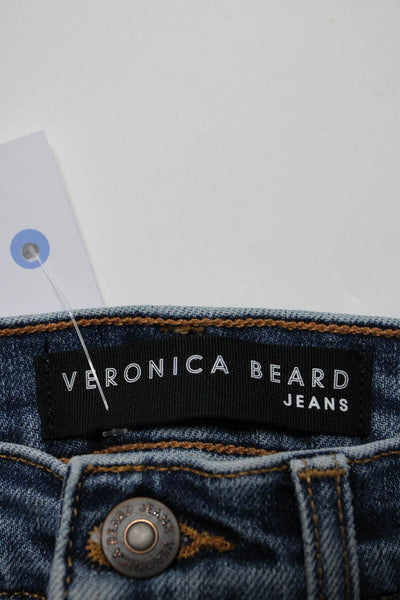 Veronica Beard Jeans Womens High Rise Distressed Fringe Skinny Jeans Blue 24