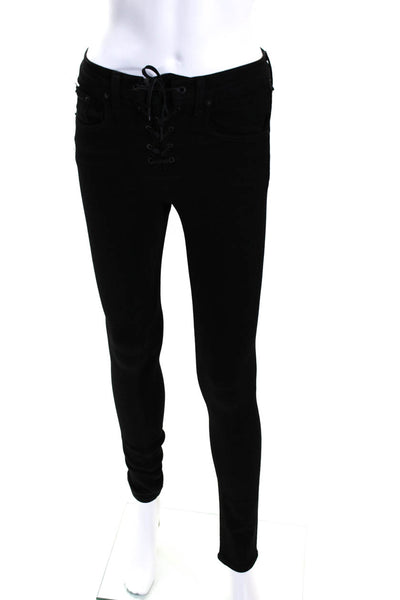 Rag & Bone Jean Womens Lace Up High Rise Skinny Ankle Jeans Black Size 24