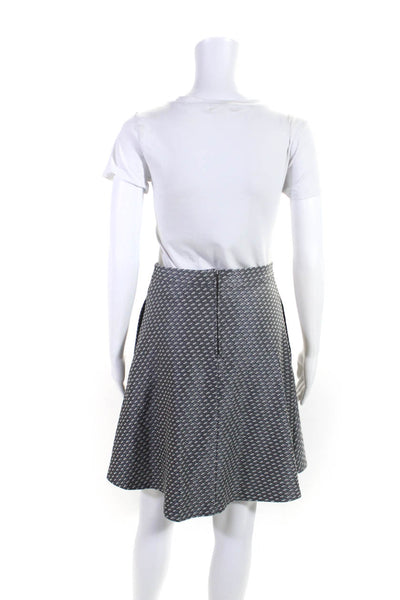 Theory Womens Back Zip Knit Knee Length Flare Skirt Gray Black Size 0