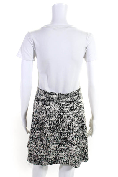 Theory Womens Elastic Waistband Knit Knee Length Skirt White Black Size Medium