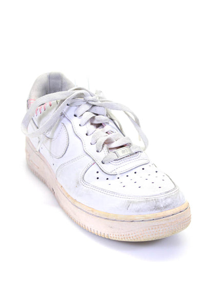 Nike Womens Lace Up Low Top Air Force 1 Sneakers White Pink Leather Size 8.5