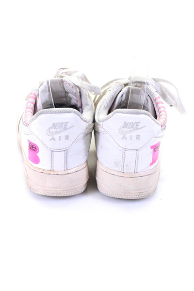 Nike Womens Lace Up Low Top Air Force 1 Sneakers White Pink Leather Size 8.5