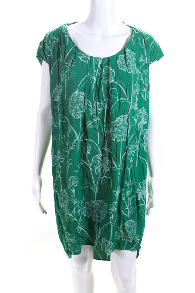 Maeve Anthropologie Womens Floral Print High-Low Shift Dress Leaf Green Size 10