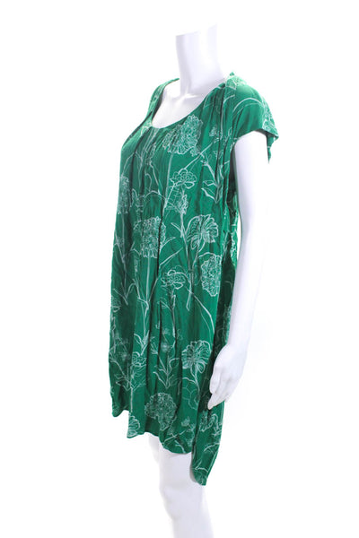 Maeve Anthropologie Womens Floral Print High-Low Shift Dress Leaf Green Size 10