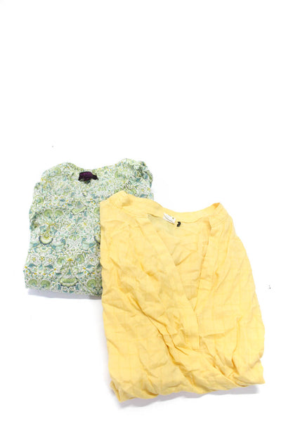 J Crew Akemi + Kin Womens Cotton Blouses Tops Green Yellow Size M 12 Lot 2