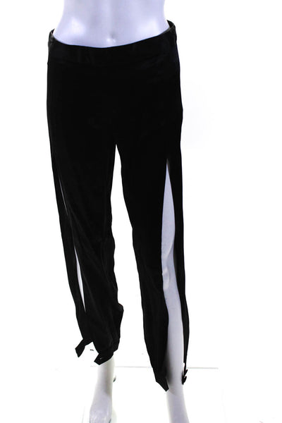 Michelle Mason Womens Low Rise Slim Leg Satin Dress Pants Black Size 0