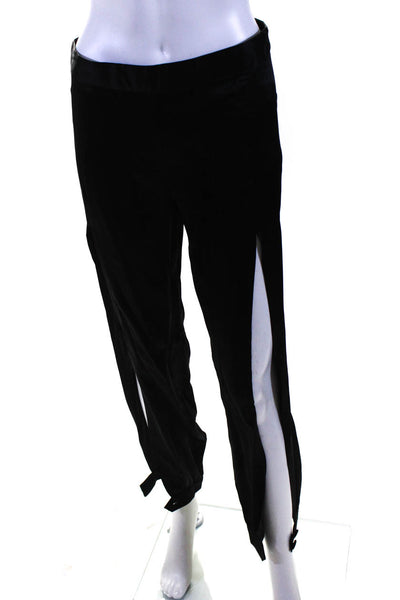 Michelle Mason Womens Low Rise Slim Leg Satin Dress Pants Black Size 0