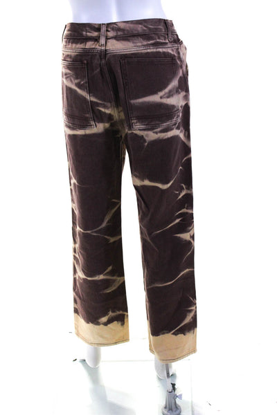 Cider Womens Tie Dye Five Pocket High-Rise Straight Leg Jeans Brown Size M