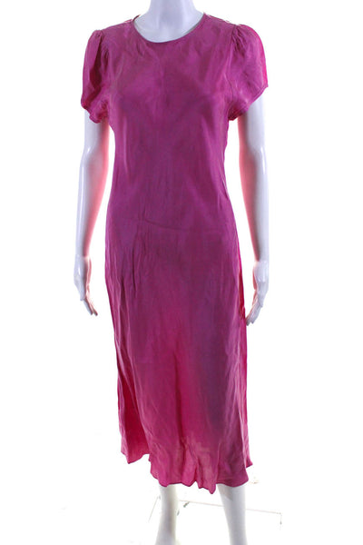J Crew Womens Keyhole Back Short Sleeve Mid-Calf A-Line Dress Pink Size 10