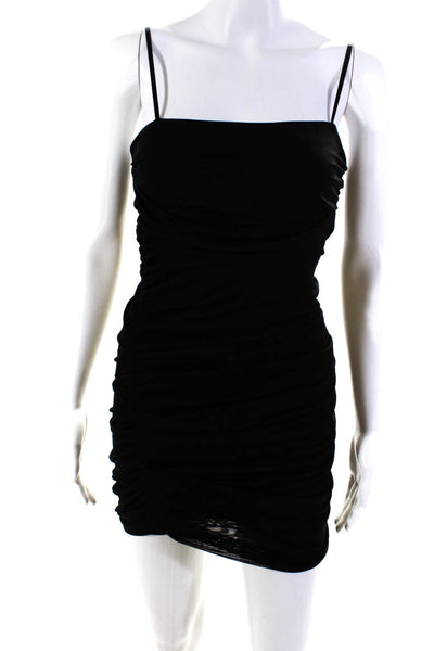 IRO Womens Square Neck Ruched Mesh Mini Sheath Dress Black Size FR 34