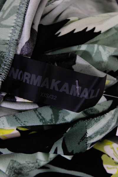 Norma Kamali Womens Floral Halter Sleeveless Maxi Sheath Dress Black Green XXS