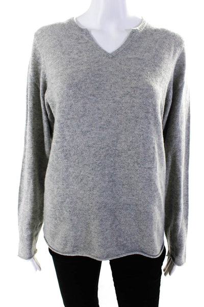 Marcel et Marcel Womens Gray Cashmere V-Neck Pullover Sweater Top Size S