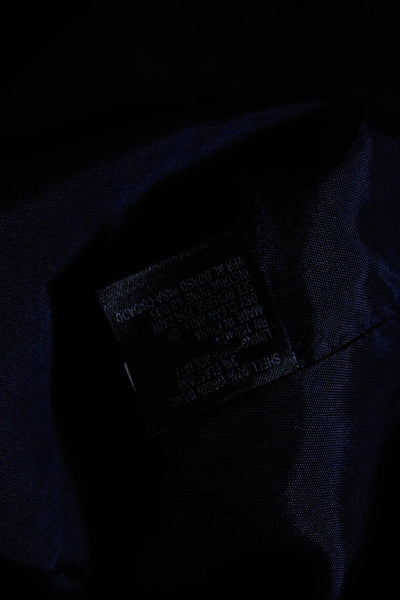 Tahari Womens Peak Lapel Woven Two Button Blazer Jacket Navy Blue Size 8