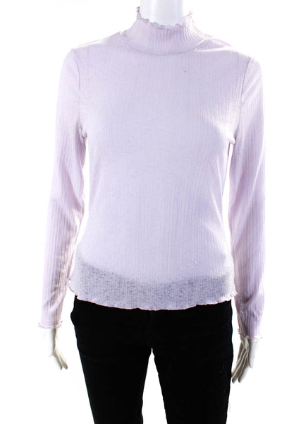 The East Order Jersey Knit Mock Neck Long Sleeve Blouse Top Purple Size S