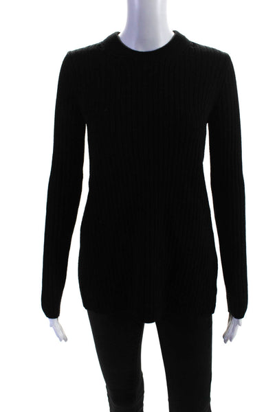 Rag & Bone Jean Womens Wool Ribbed Knit Open Back Pullover Sweater Black Size XS