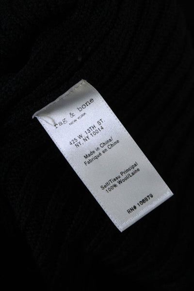 Rag & Bone Jean Womens Wool Ribbed Knit Open Back Pullover Sweater Black Size XS
