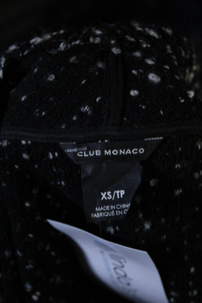 Club Monaco Womens Cotton Blend Open Front Cardigan Sweater Black Size XS