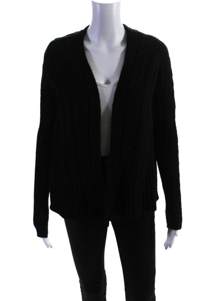 Calypso Saint Barth Womens Cashmere Cable Knit Cardigan Sweater Black Size XS