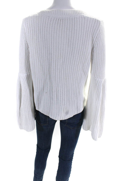 Free People Womens Long Sleeves Pullover V Neck Sweater White Size Extra Small