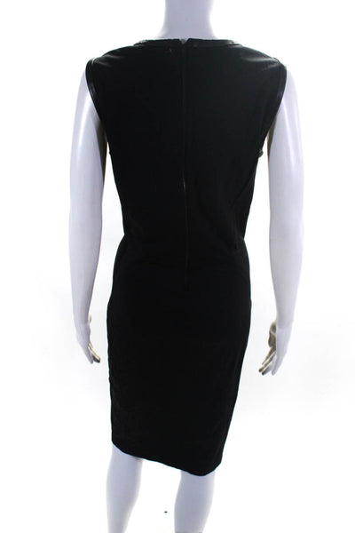 Trouve Womens Leather Sleeveless Knee Length Unlined Sheath Dress Black Size 10