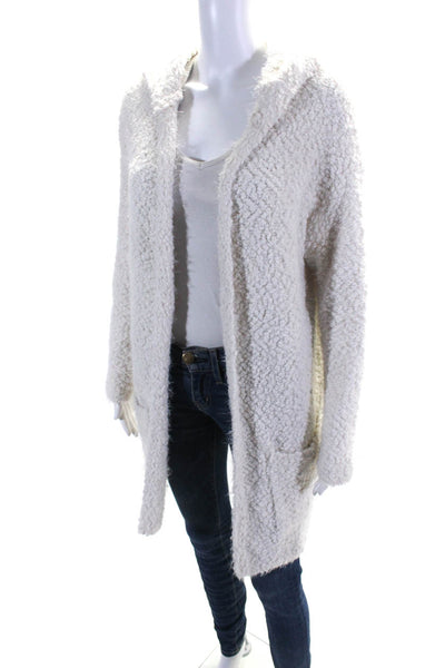 Lovestitch Womens Long Sleeve Open Front Knit Cardigan Sweater White Size S/M