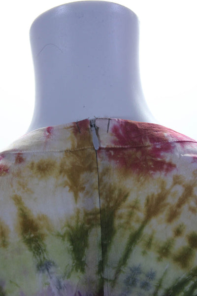 Sandro Womens Tie Dye Print Short Sleeves Blouse Multi Colored Size 3