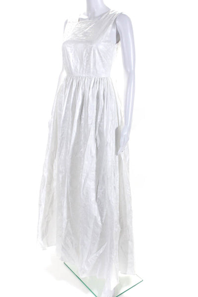 Designer Womens Abstract Zipped Belted Bow Duchess Wedding Gown White Size S