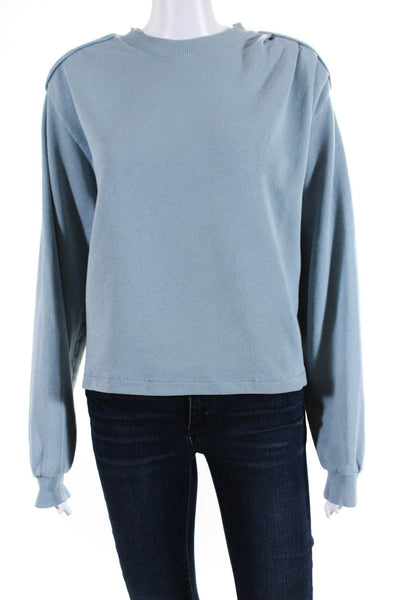 Remain Womens Cotton Round Neck Long Sleeve Pullover Sweatshirt Blue Size M