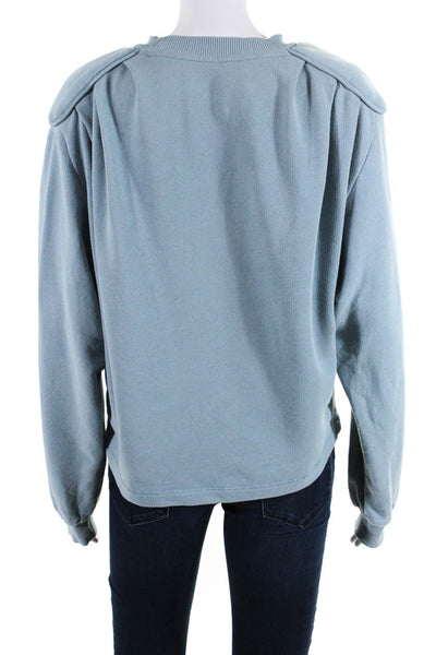 Remain Womens Cotton Round Neck Long Sleeve Pullover Sweatshirt Blue Size M