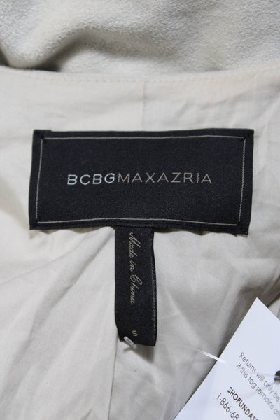 BCBGMAXAZRIA Womens Tassel Trim Round Neck Sleeveless Poncho Jacket Beige Size S