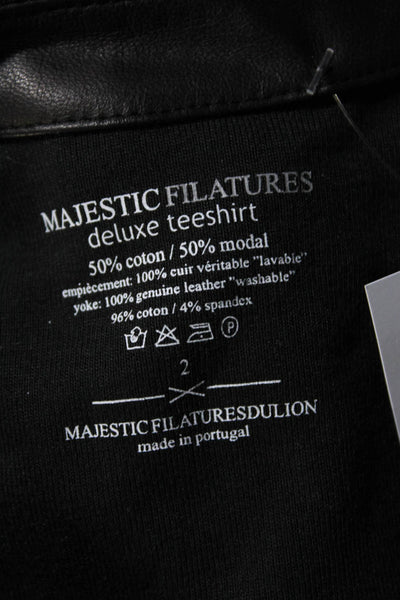 Majestic Filatures Womens Cotton Patchwork Layer Sleeveless Blouse Black Size 2