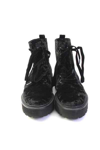 Kennel & Schmenger Womens Velvet Crystal Lace Up Ankle Boots Black Size 6