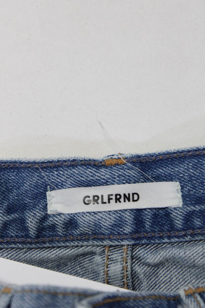 Grlfrnd Womens Cotton Distressed Button Fly Mid-Rise Skinny Jeans Blue Size 24