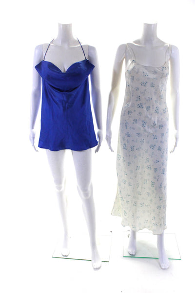 Zara Womens Floral Print Round Neck Maxi Cami Slip Dress White Size S Lot 2
