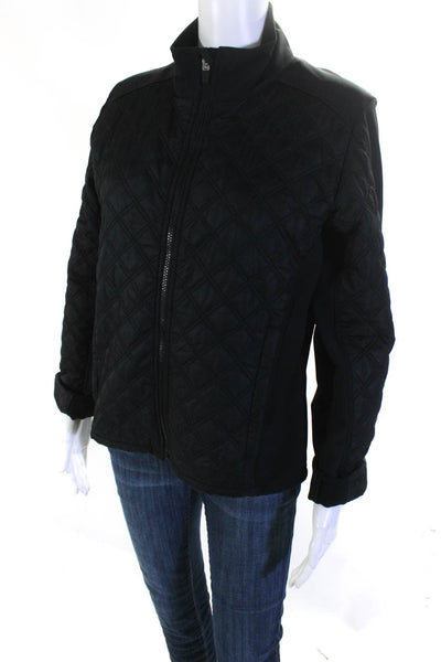 Obermeyer Womens Front Zip Quilted Dragon Back Jacket Black Gold Size 10