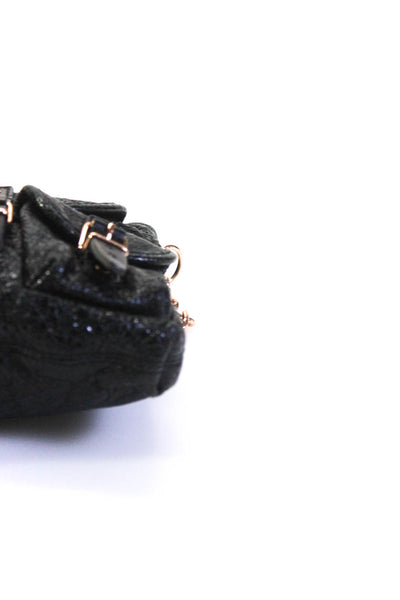 Balenciaga Womens Metallic Leather Buckle Up Chain Strap Mini Black Handbag