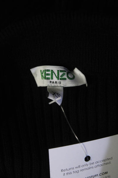 Kenzo Womens Cotton Blend Elastic Waist Ribbed Knit Maxi Skirt Black Size XS