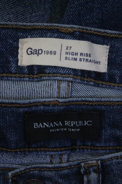 Gap Banana Republic Womens Slim High-Rise Straight Jeans Blue Size 27 25 Lot 2