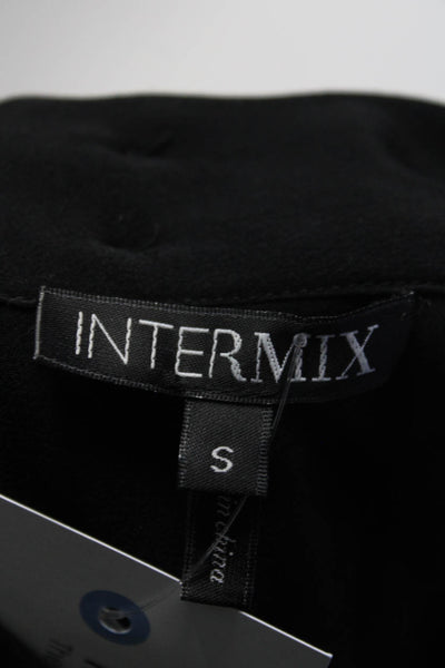 Intermix Womens Silk Mock Neck Button Up Sleeveless Blouse Top Black Size S