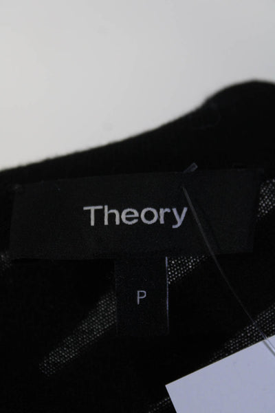 Theory Womens Merino Wool Knit V-Neck Long Sleeve Sweater Top Black Size P