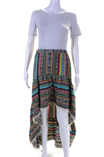 Miss June Womens Cotton Striped Sequin Hi Low Maxi Skirt Multicolor Size S