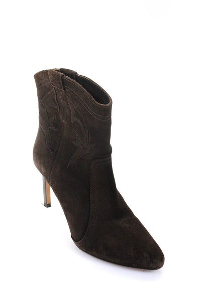 Ba&Sh Womens Suede Western High Heel Pull On Ankle Boots Brown Size 37 7