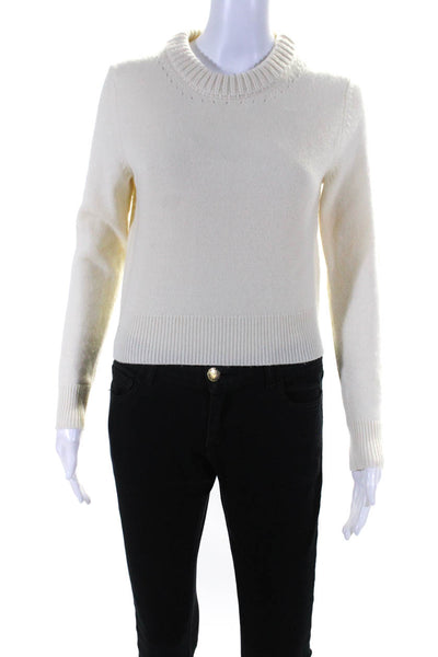 The Westside Womens Wool Knit Long Sleeve Mock Neck Sweater Top Cream Size XS